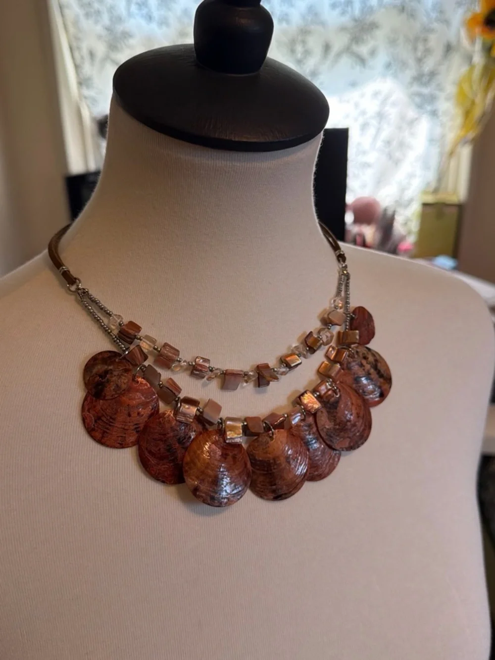 Handcrafted Brown Shell Statement Necklace